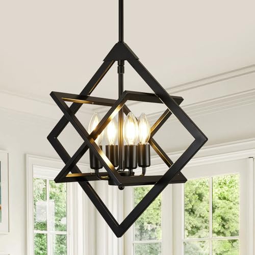 2 Pack Modern Black Chandelier for Dining Room (2 Count)