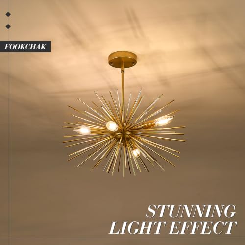 Gold Sputnik Ceiling Light Starburst Light Fixture Solid Metal