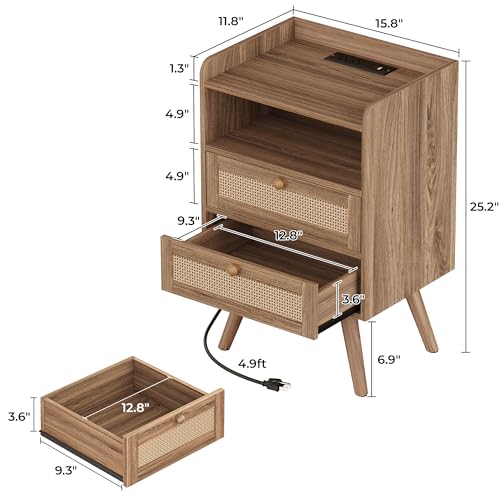 Night Stand with Charger Station (2 Count)