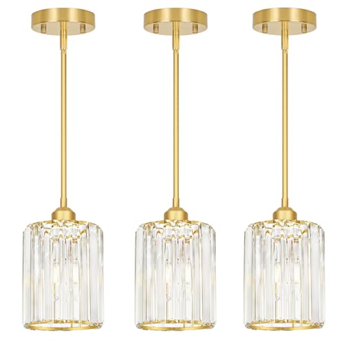 Gold Kitchen Pendant Lights Over Island with Adjustable Rods (3 Count)