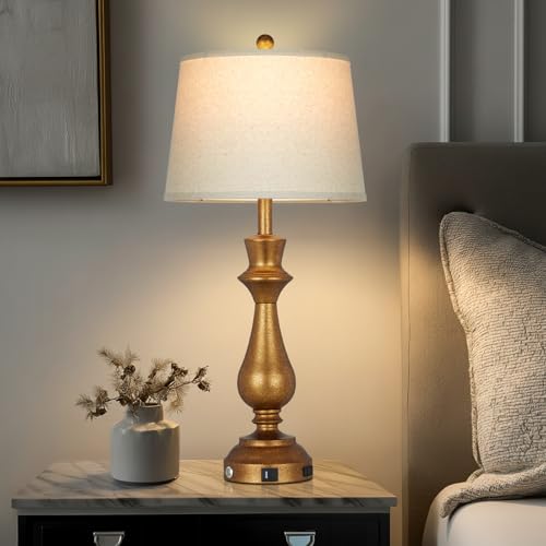 Retro Gold Table Lamps Set of 2 for Living Room (2 Count)