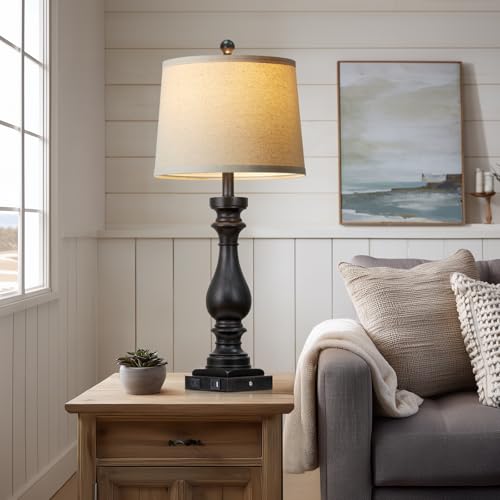 29" Tall Vintage Table Lamps Set of 2 (Black)