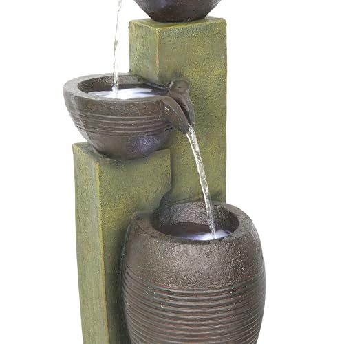 32" Tall 3 Tier Basins Water Fountain with LED Lights