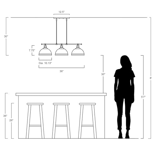 Asher 3 Light Linear Pendant 36" Metal