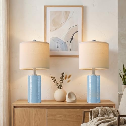 Small Table Lamps Set of 2 for Living Room 20.25" Blue Lamps Bedside Lamps (2 Count)