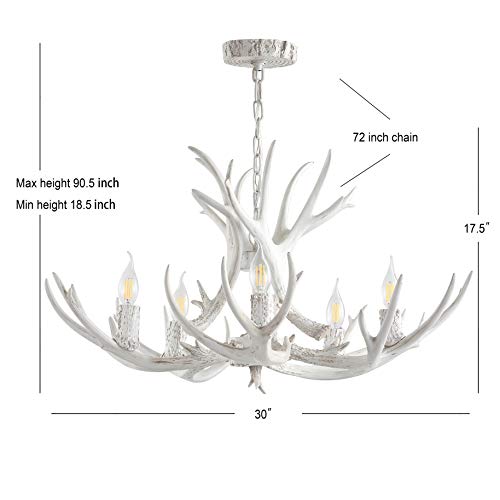Eldora 5 Light Resin Antler Chandelier 30"