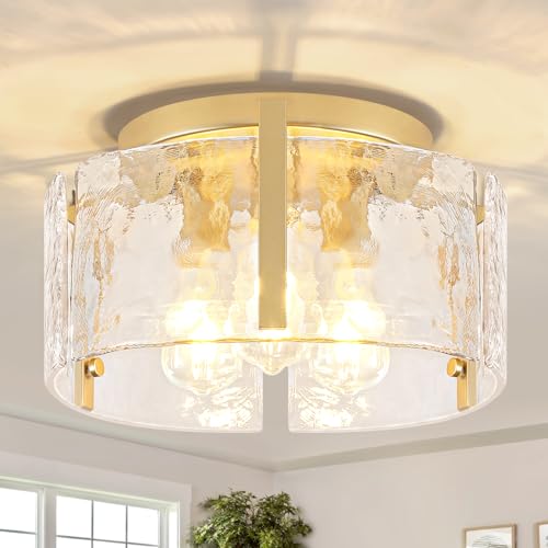 Modern Gold Semi Flush Mount Ceiling Light 3 Lights Ceiling Lamp (3 Count)