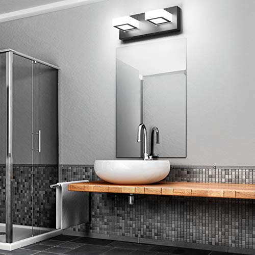 2 Lights Black Modern Bathroom Vanity Light Acrylic LED Modern Black Bathroom Wall Lighting Fixtures