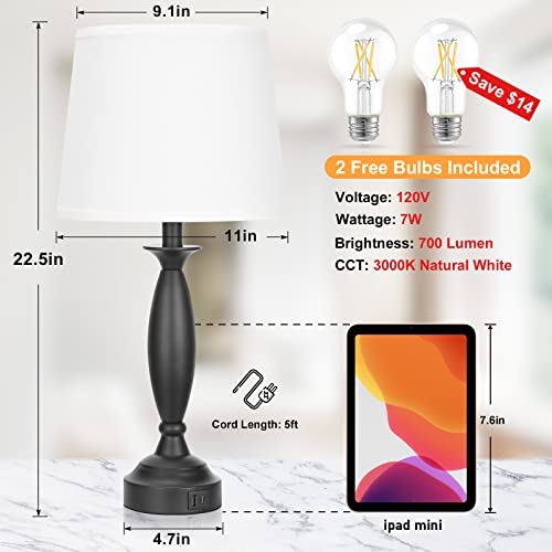 Bedroom Lamps for Nightstand (2 Count)