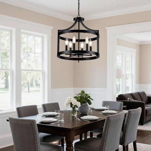 6 Lights Black Farmhouse Chandelier