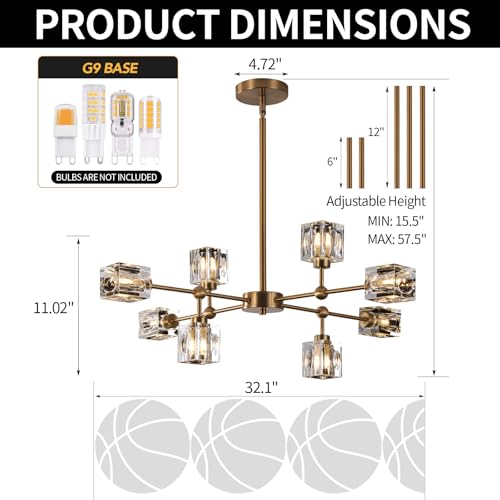 Sputnik Crystal Chandelier with 8