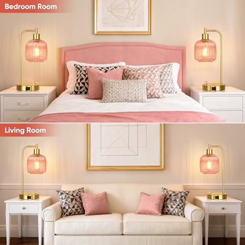 Pink Glass Table Lamps Set of 2 (2 Count)