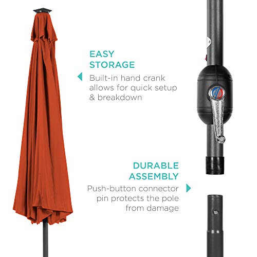 10ft Solar Polyester LED Lighted Patio Umbrella w (10 Feet)