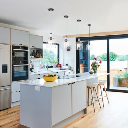 Seeded Glass Pendant Light Modern Black 1 Light Single Dome Pendent Lighting Fixtures for Kitchen Island Dining Room Hallway