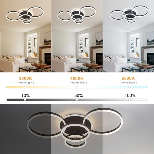 4 Rings Modern LED Chandelier with Remote Semi
