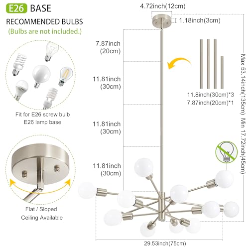 Chandeliers for Dining Room Brushed Nickel 12