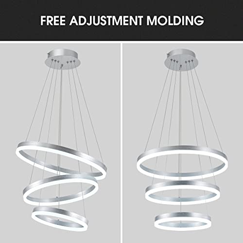 Dimmable 3 Ring LED Chandelier