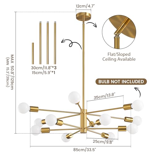Modern Sputnik Chandelier Ceiling Light Fixture 12