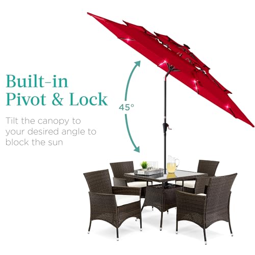 10ft 3 Tier Solar Patio Umbrella