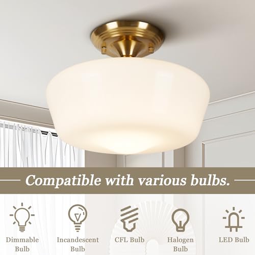 Schoolhouse Style Semi Flush Mount Ceiling Light Fixture