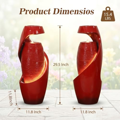30H Vase Outdoor Water Fountain with Smoothing Flow