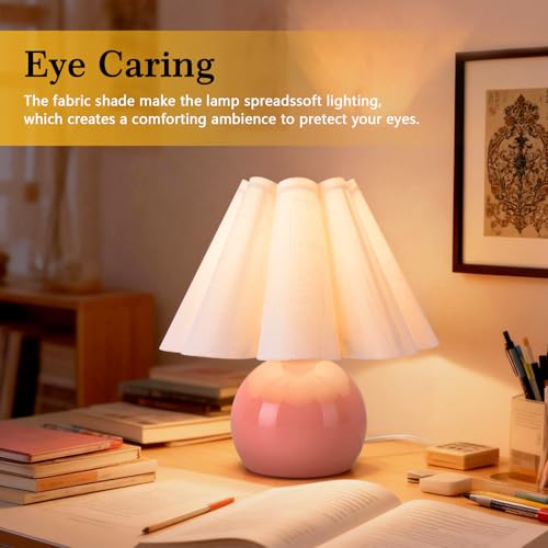 Pink Small Bedside Mini Table Lamp for Bedroom