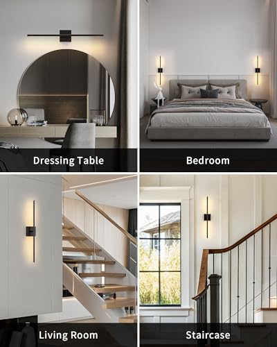 Black 23.6" Cordless Wall Sconces Set of 2 (2 Count)