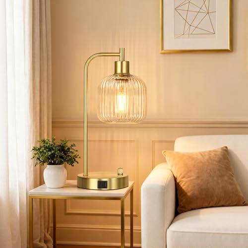 Clear Glass Table Lamps Set of 2