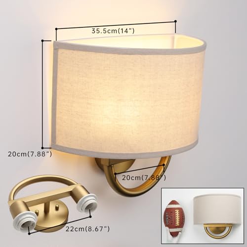Industrial 2 Lights Wall Sconce Fixtures with Linen Fabric Shade