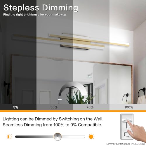 48 Inch LED Bathroom Light Fixtures Over Mirror Brushed Gold Vanity Light Modern Bath Lighting Bar 5CCT