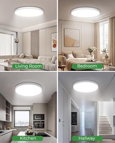 23INCH Big Dimmable Flush Mount Ceiling Light Fixture White