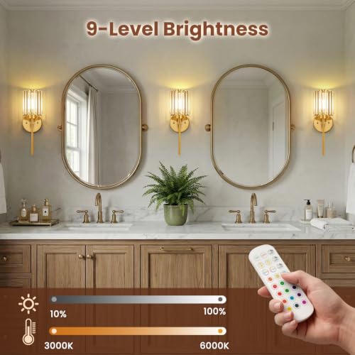 2 Pack Crystal Battery Operated Wall Sconces (2 Count)