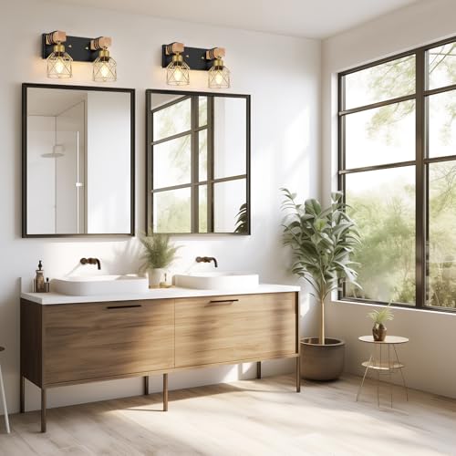 Rustic Style Wood Bathroom Wall Sconces