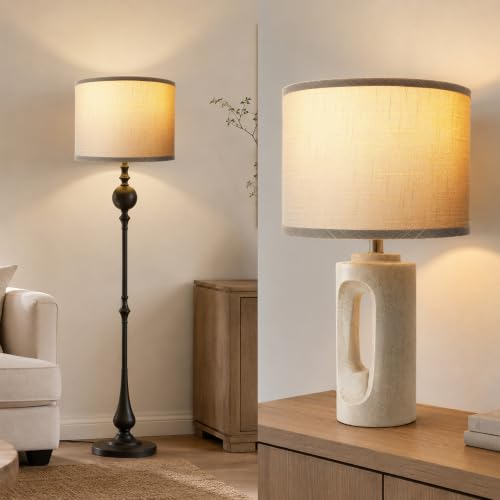 Drum Lampshades Set of 2 (Grey / 13inx13inx10in)