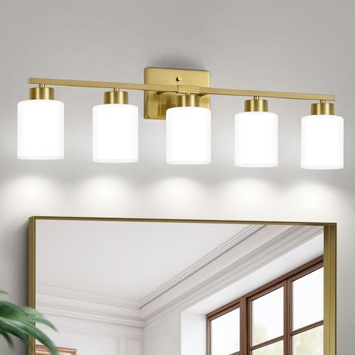 Brushed Gold Bathroom Light Fixtures Vanity Lights Over Mirror