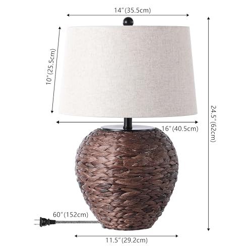 Alaro Table Lamp Woven Water Hyacinth Basket 24.5"