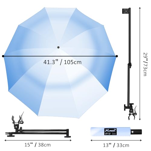 UPF 50+ Beach Umbrella with Adjustable Universal Clamp