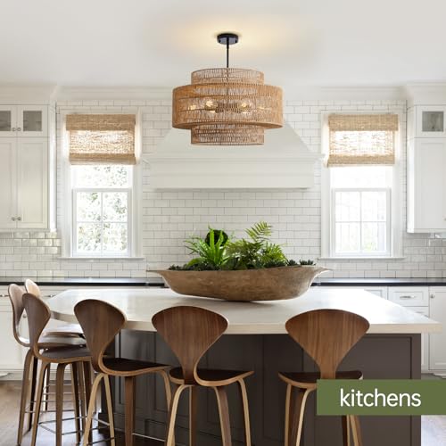 24" Rattan Chandelier for Dining Room