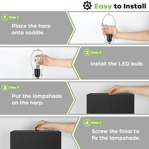 22" Black Modern Table Lamp Set of 2 with 2 USB Ports&AC Outlet (2 Count)
