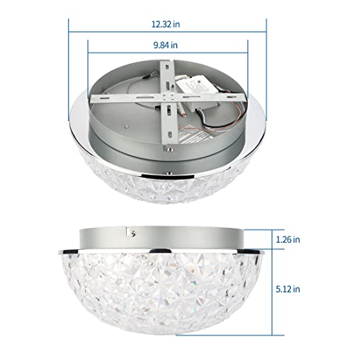 12in LED Crystal Chandelier Flush Mount