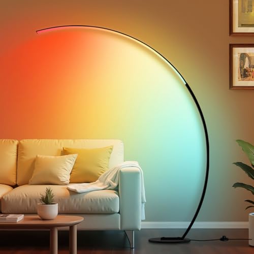 RGB Dimmable Arc Floor Lamps with 3 Color Temperatures