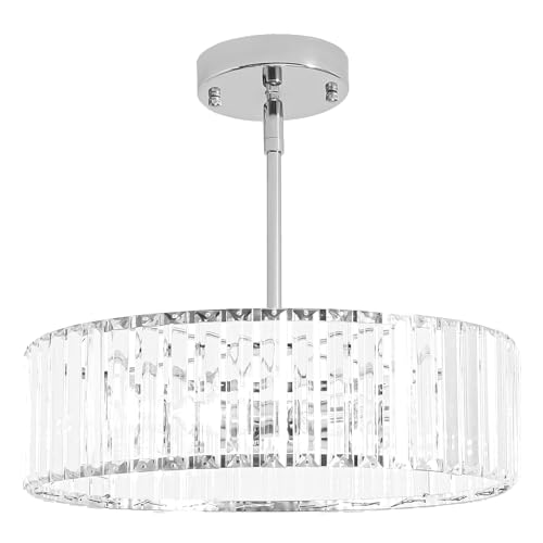 Adjustable Height Modern Chrome Crystal Chandelier 16 Inch (Chrome / 16 in)