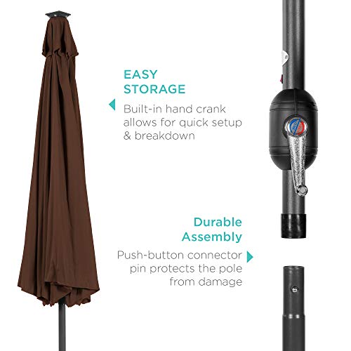 10ft Solar Polyester LED Lighted Patio Umbrella w (10 Feet)