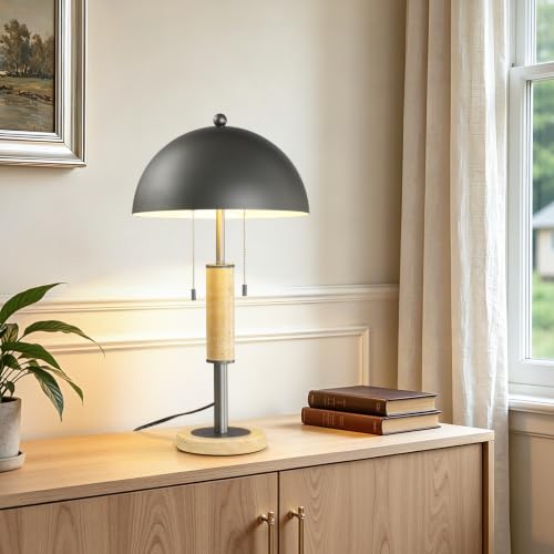 Gray Bedside Table Lamp Set 2 Mid Century Modern Tavertine Nightstand Lamp