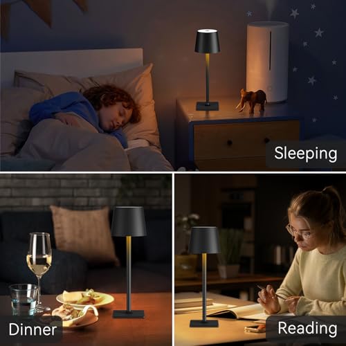 Black Cordless Table Lamps (2 Count)