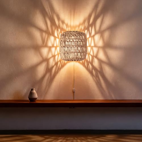 4 Pcs Rattan Lamp Shade Woven Pendant Replacement (4 Count)