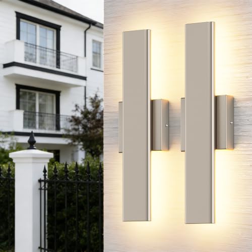 15.7" Nickel LED Outdoor Wall Sconce