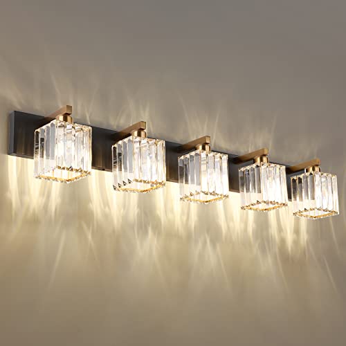 Modern Vanity Light Bathroom Lighting Fixtures 5 Light Crystal Bathroom Vanity Light Fixtures