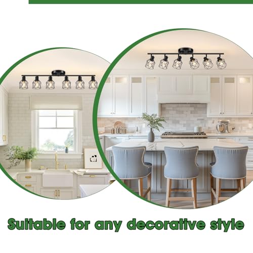 6 Lights Black Semi Flush Mount Ceiling Light (6 Count)