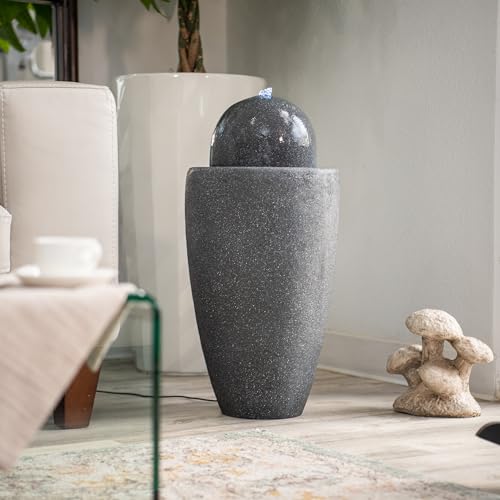 26" Modern Sphere Water Fountain with LED Light